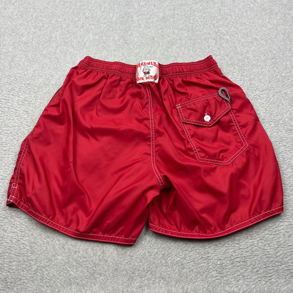 Birdwell Beach Britches Swim Trunk Men Large Red Stretch Lace Up Boardshorts USA